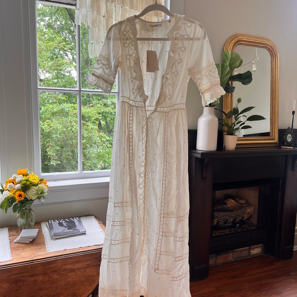 NWT Doen Rosabella Embroidered Dress in Salt Size XXS